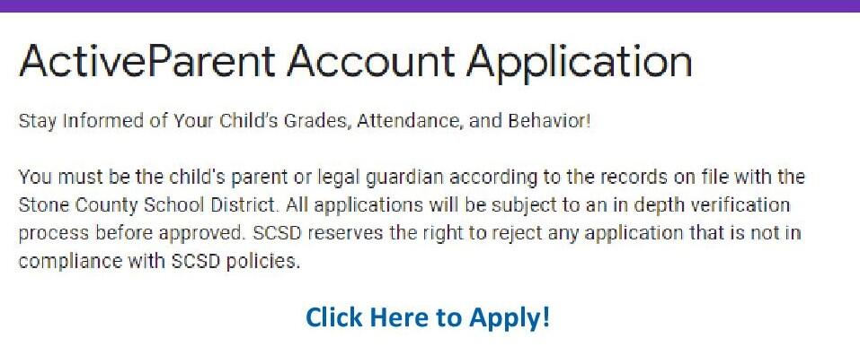 Click to apply for your Active Parent Account